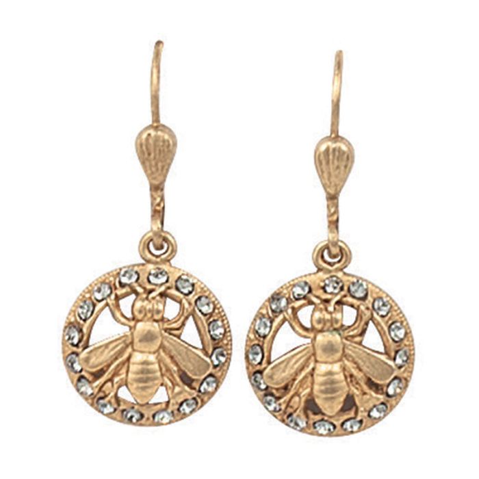 Circle Crystal Bee Earrings