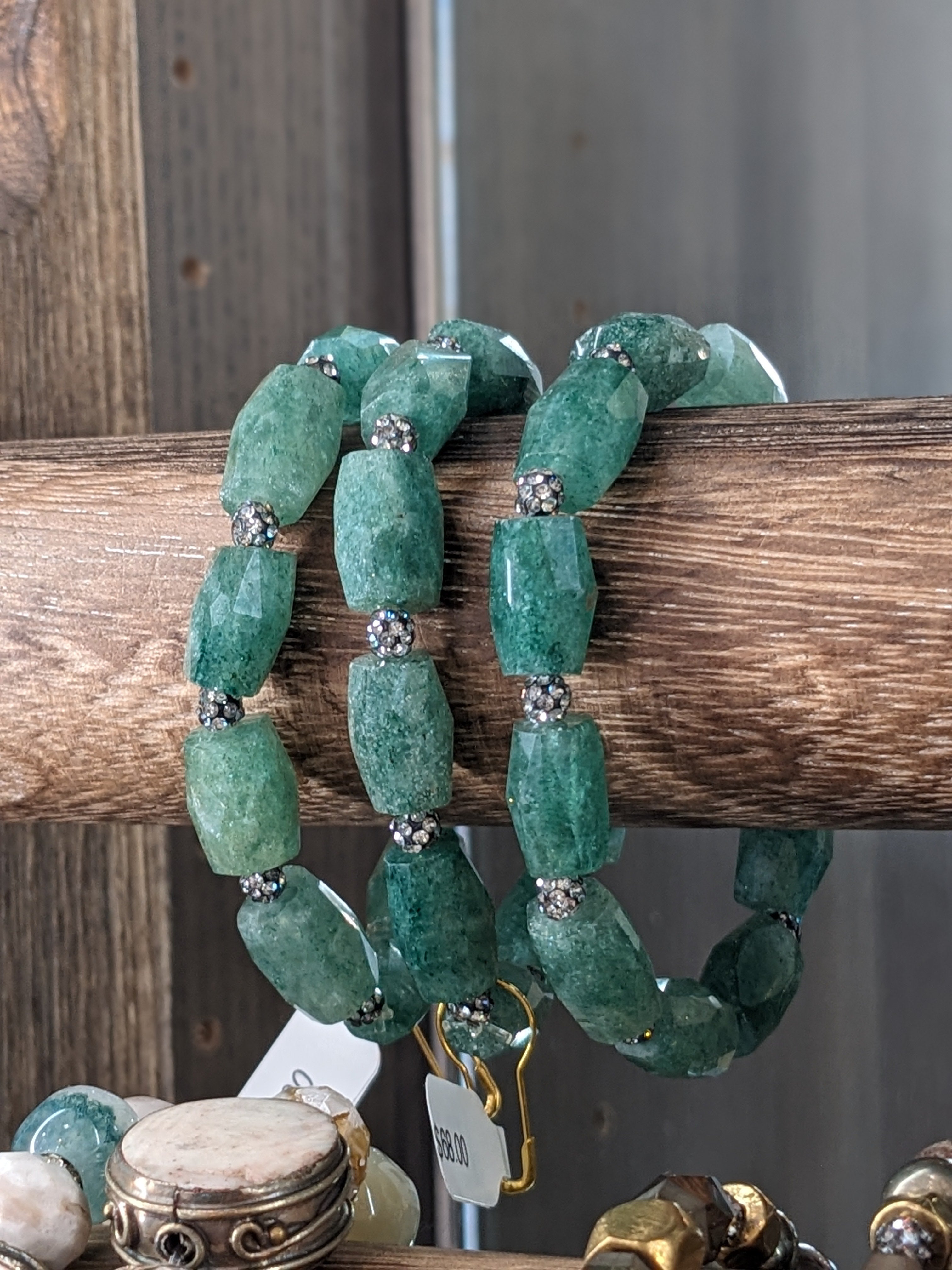 Green Strawberry Quartz Stretch Bracelet