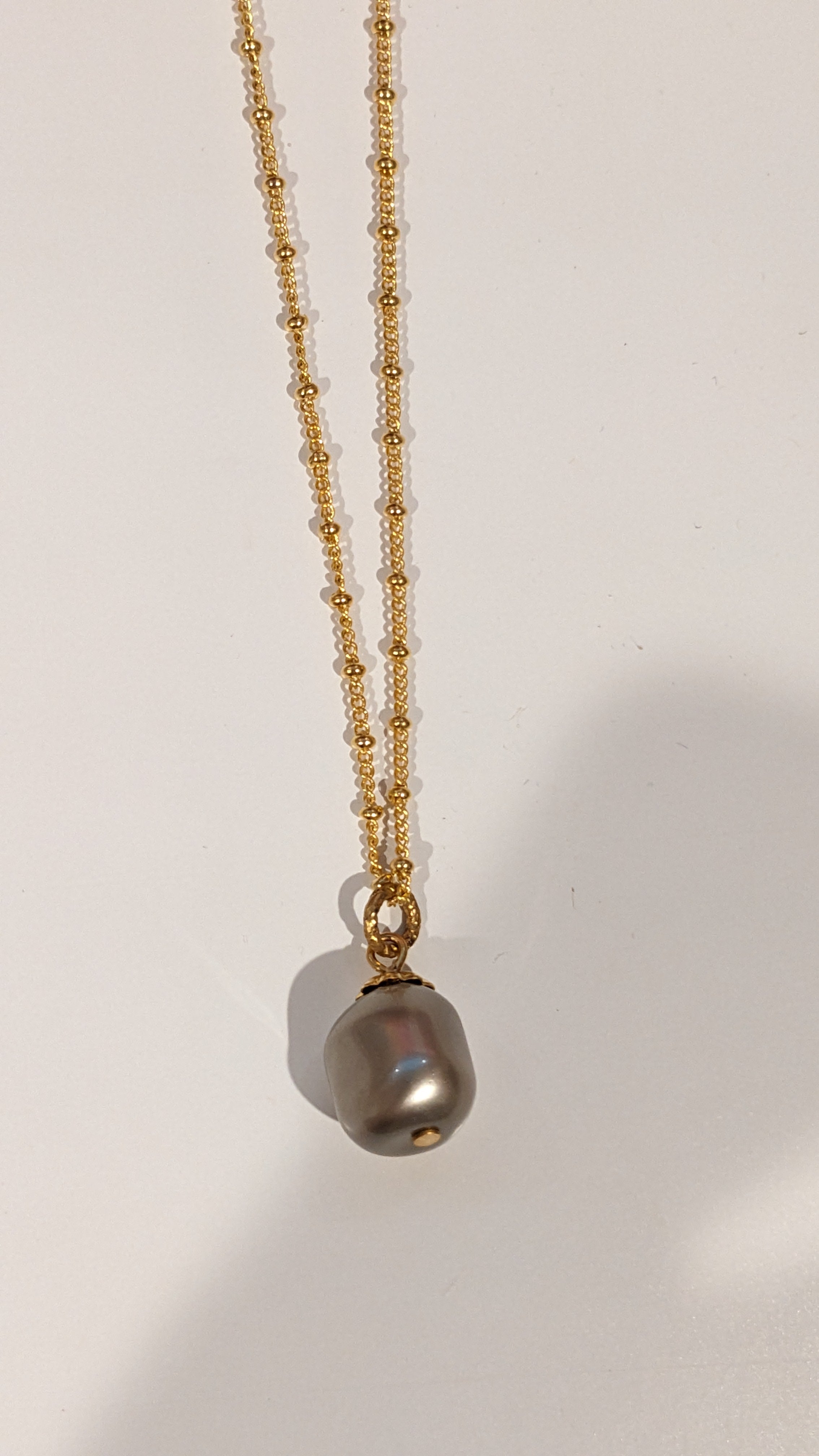 Pearl Pendant Beaded Station Necklace