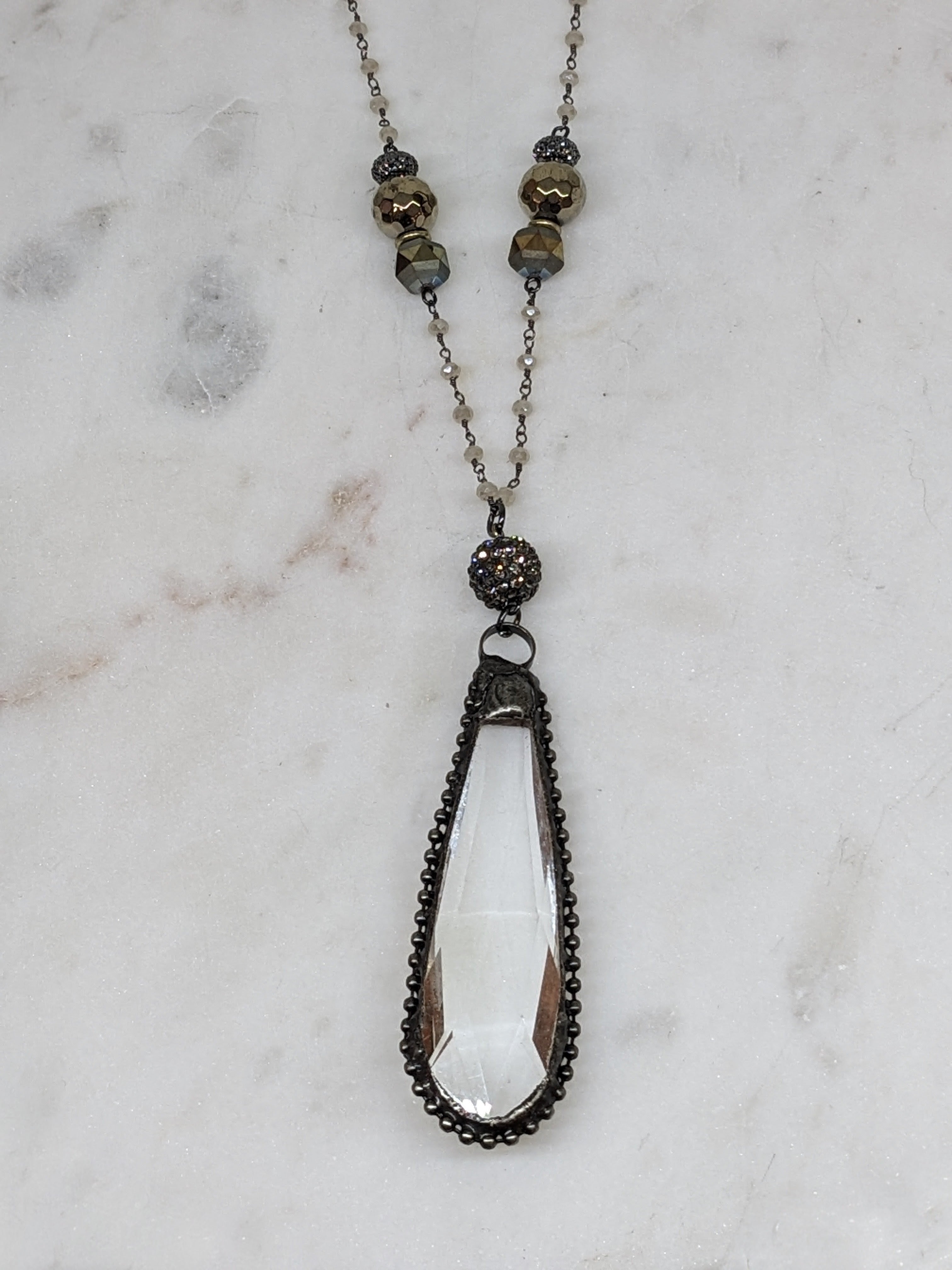 Crystal Drop Statement Necklace