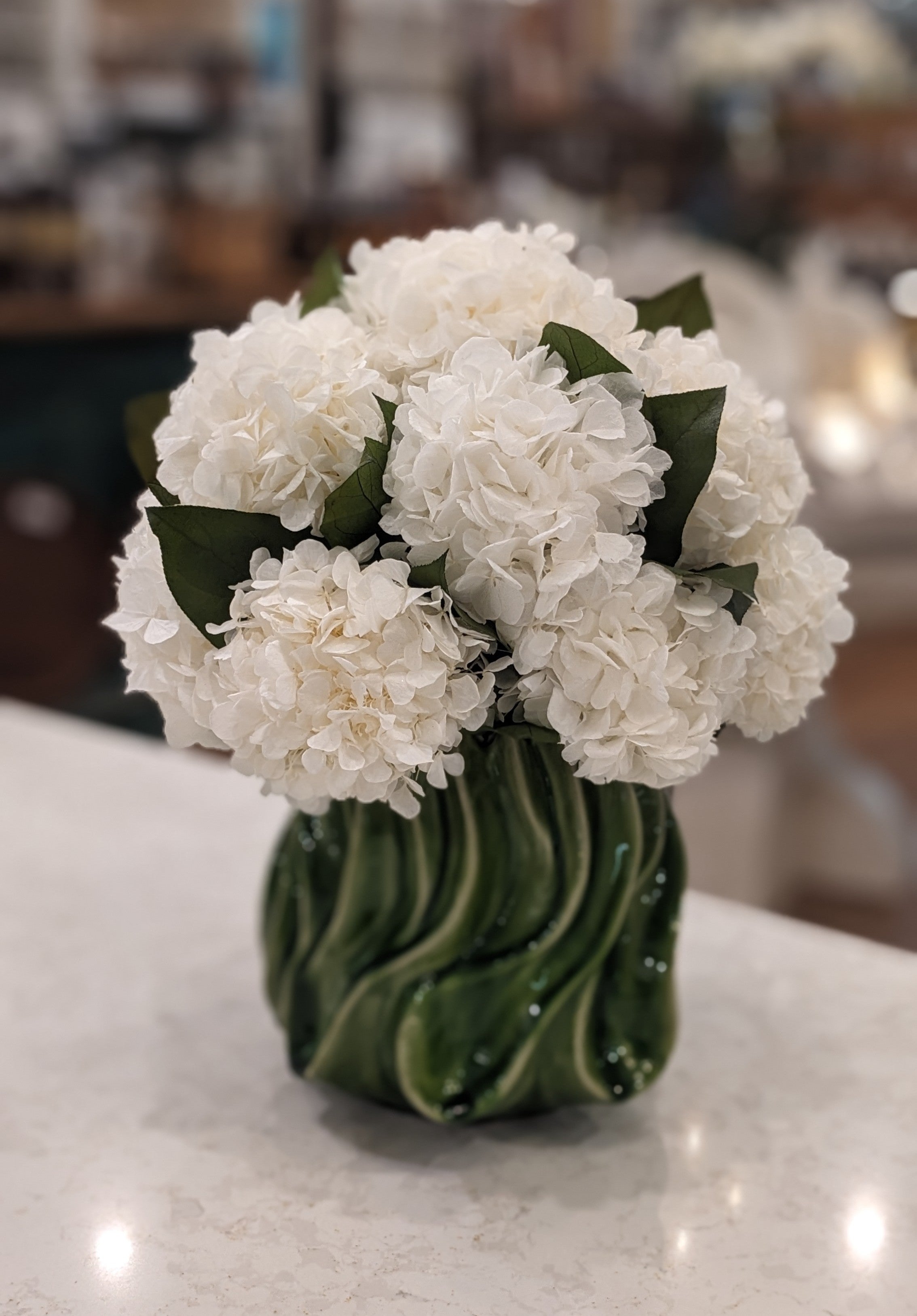 White Hydrangea Dried Floral Arrangement