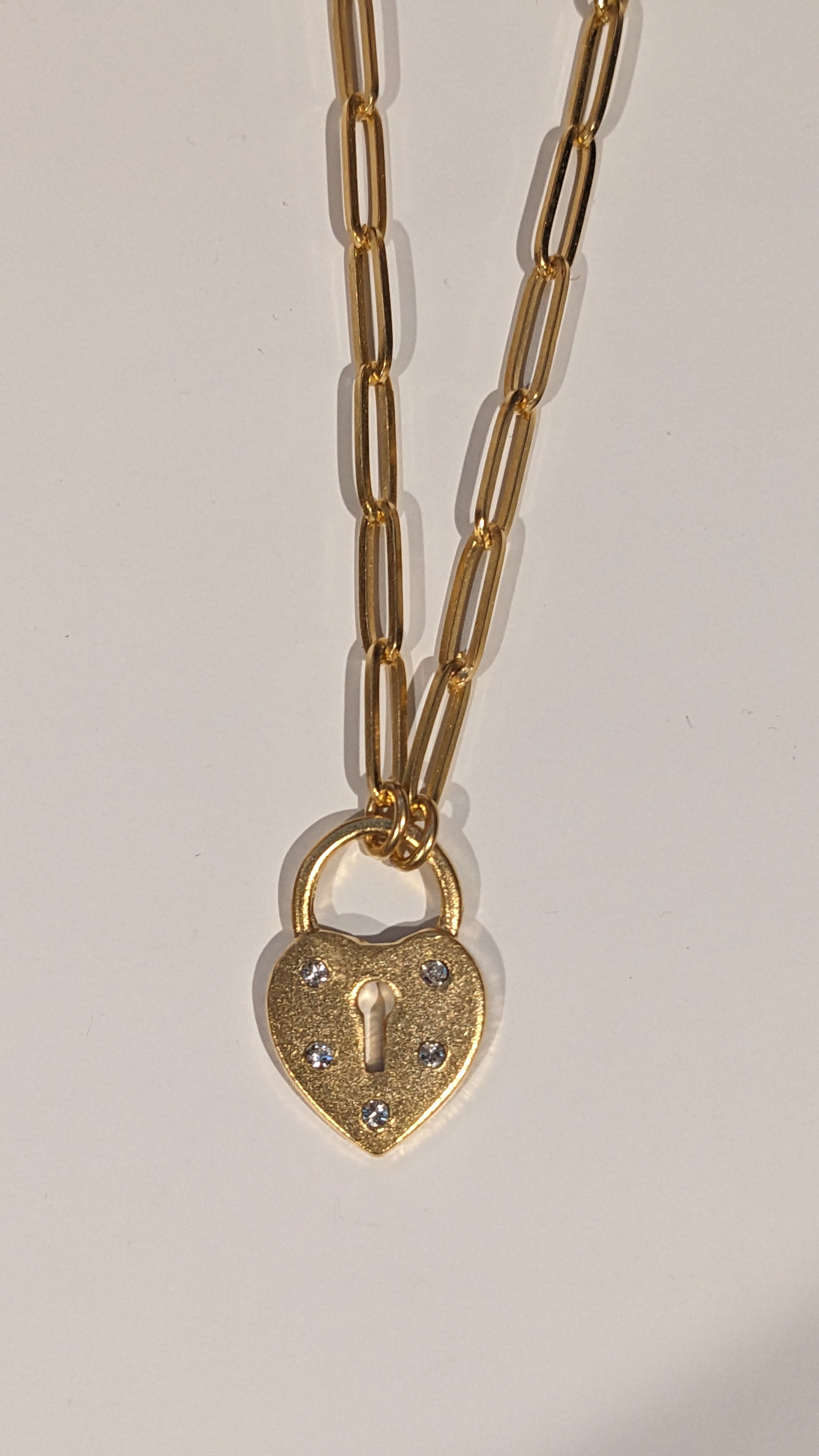 Rhinestone Heart Lock Necklace