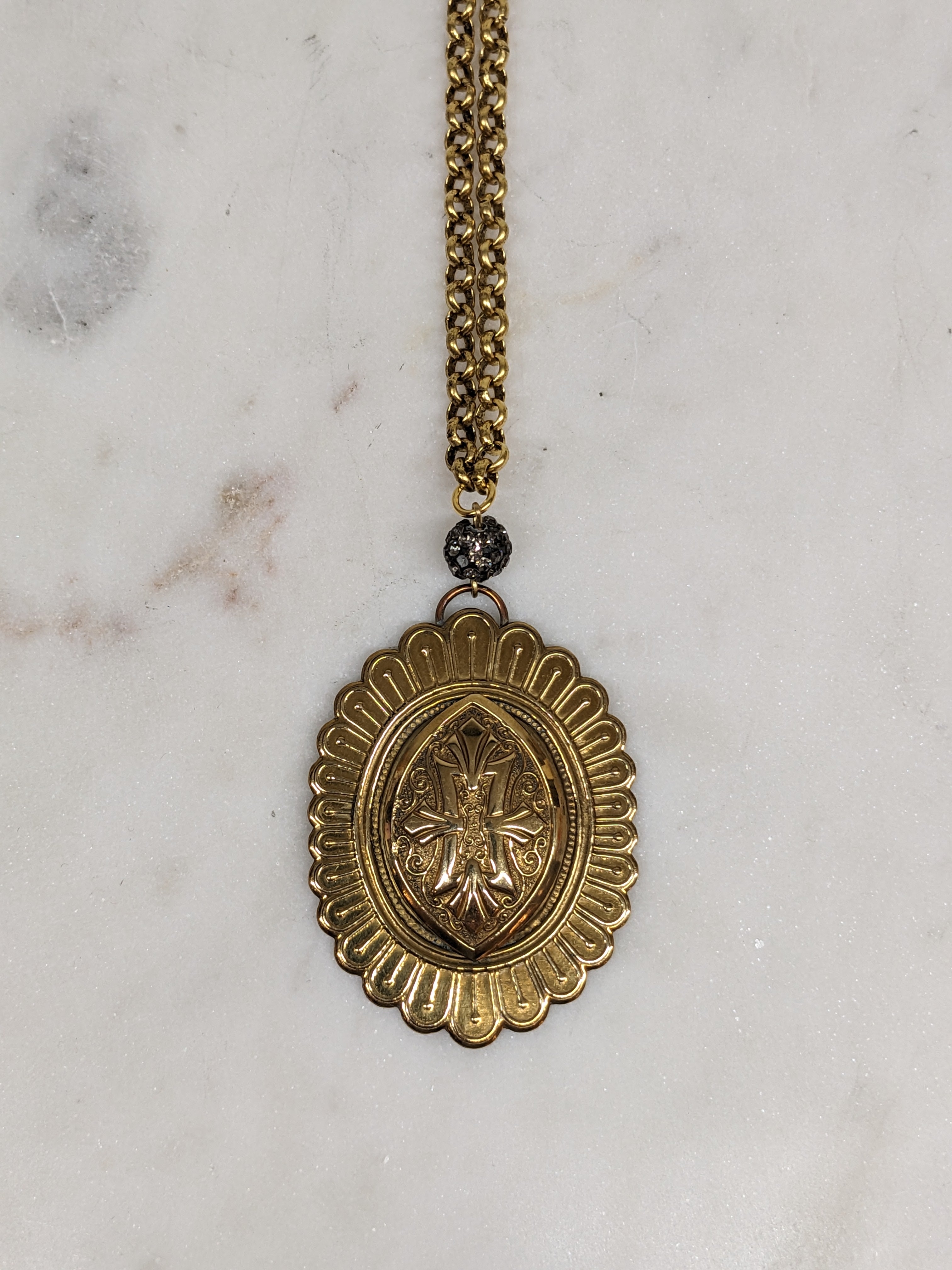 Antique Brass Medallion Necklace
