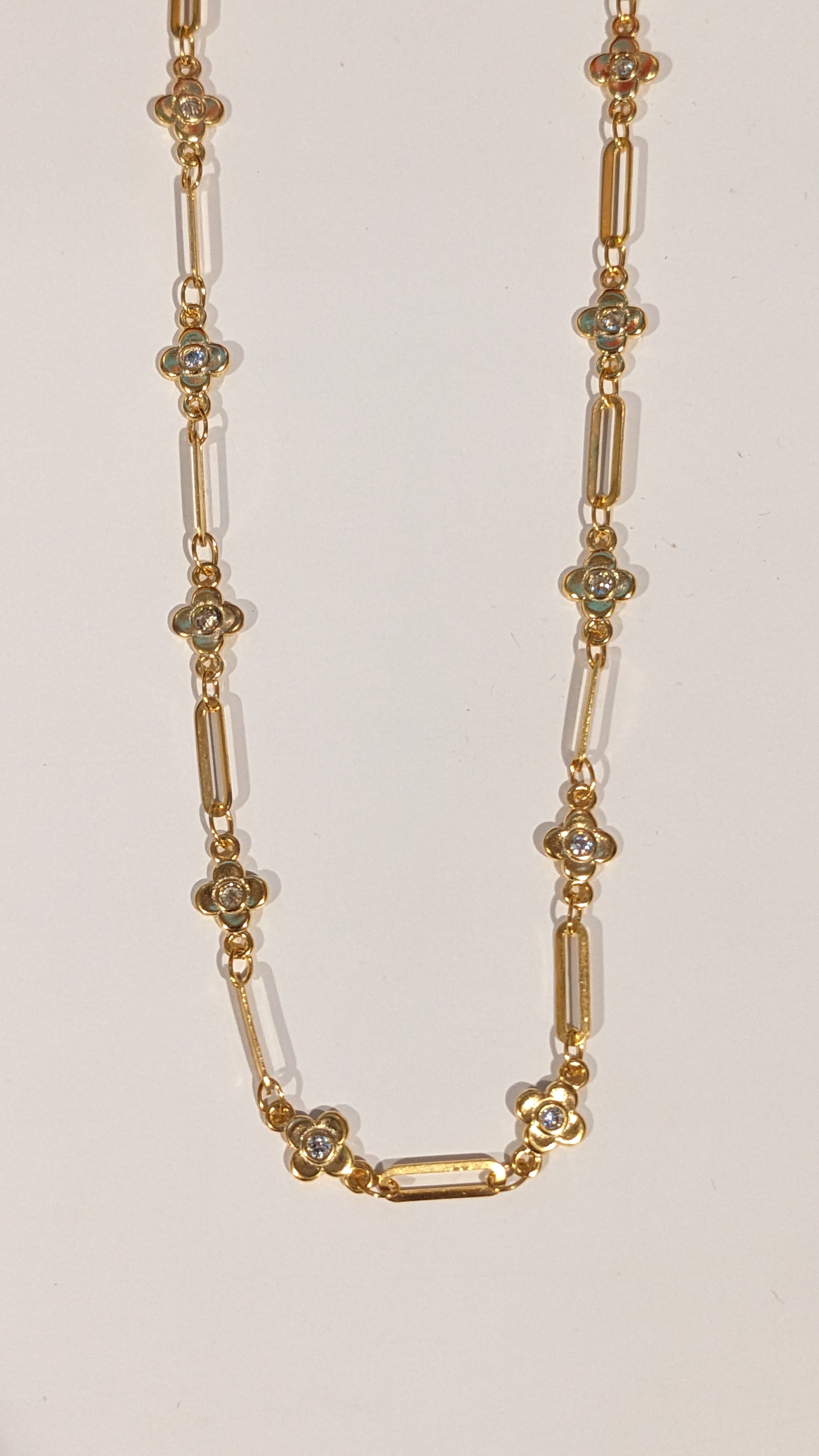 Rhinestone Flower Paperclip Chain