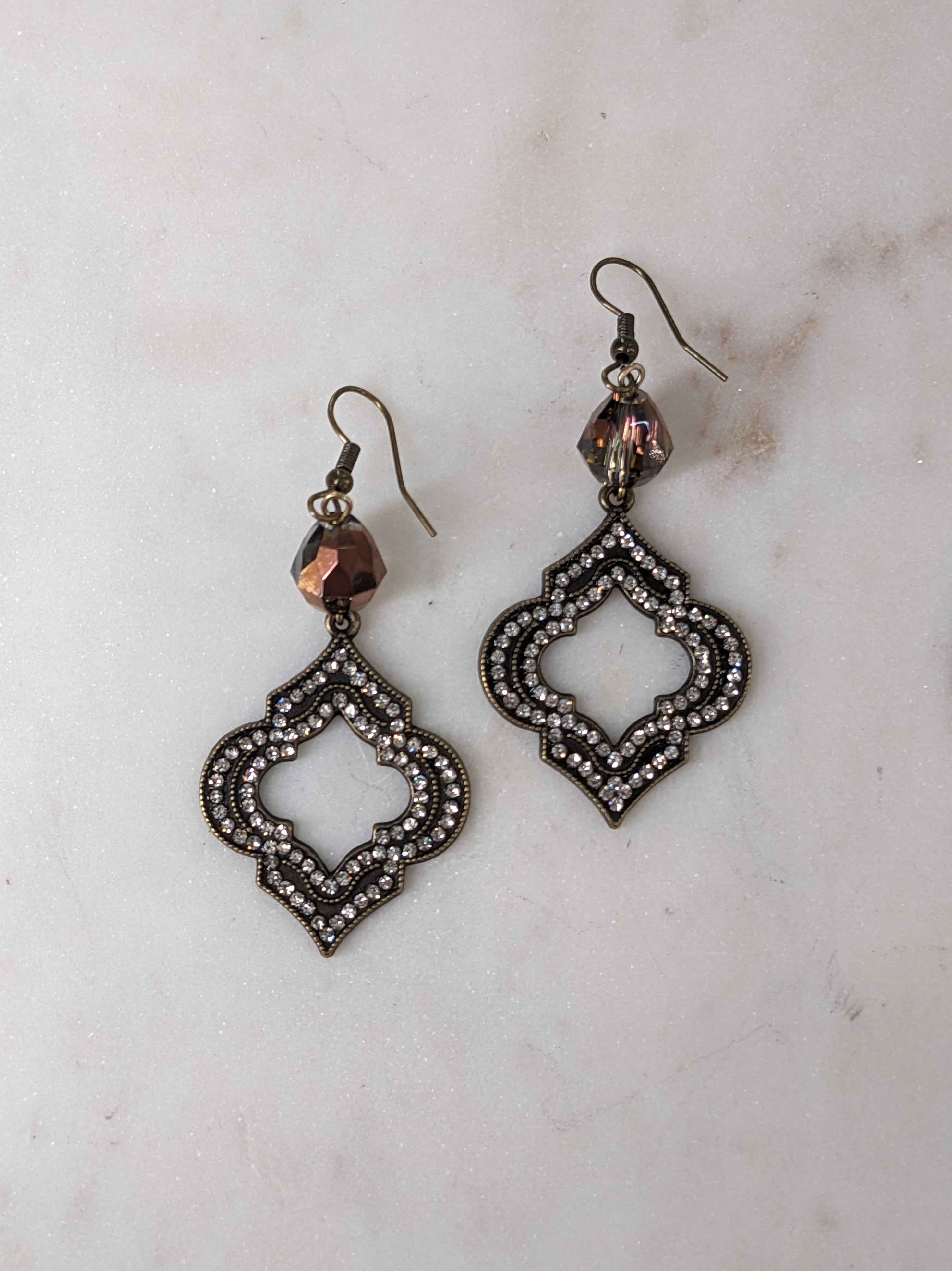 Arabesque Pave & Crystal Drop Earrings