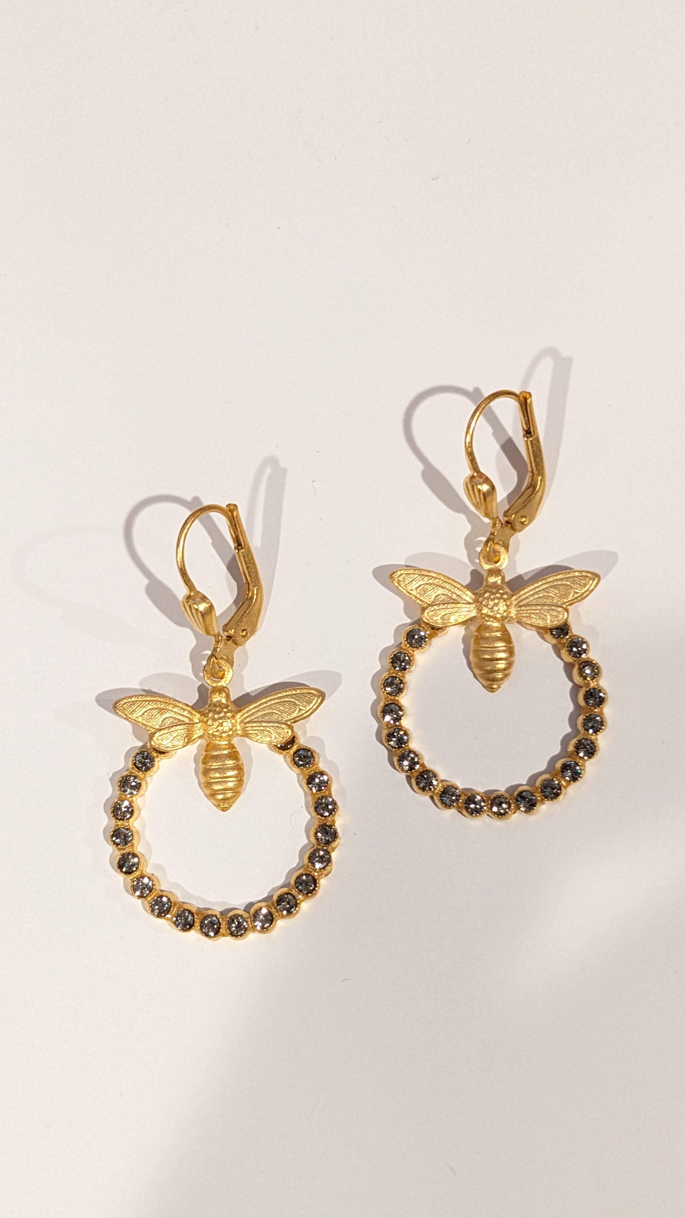 Bee Round Crystal Earrings