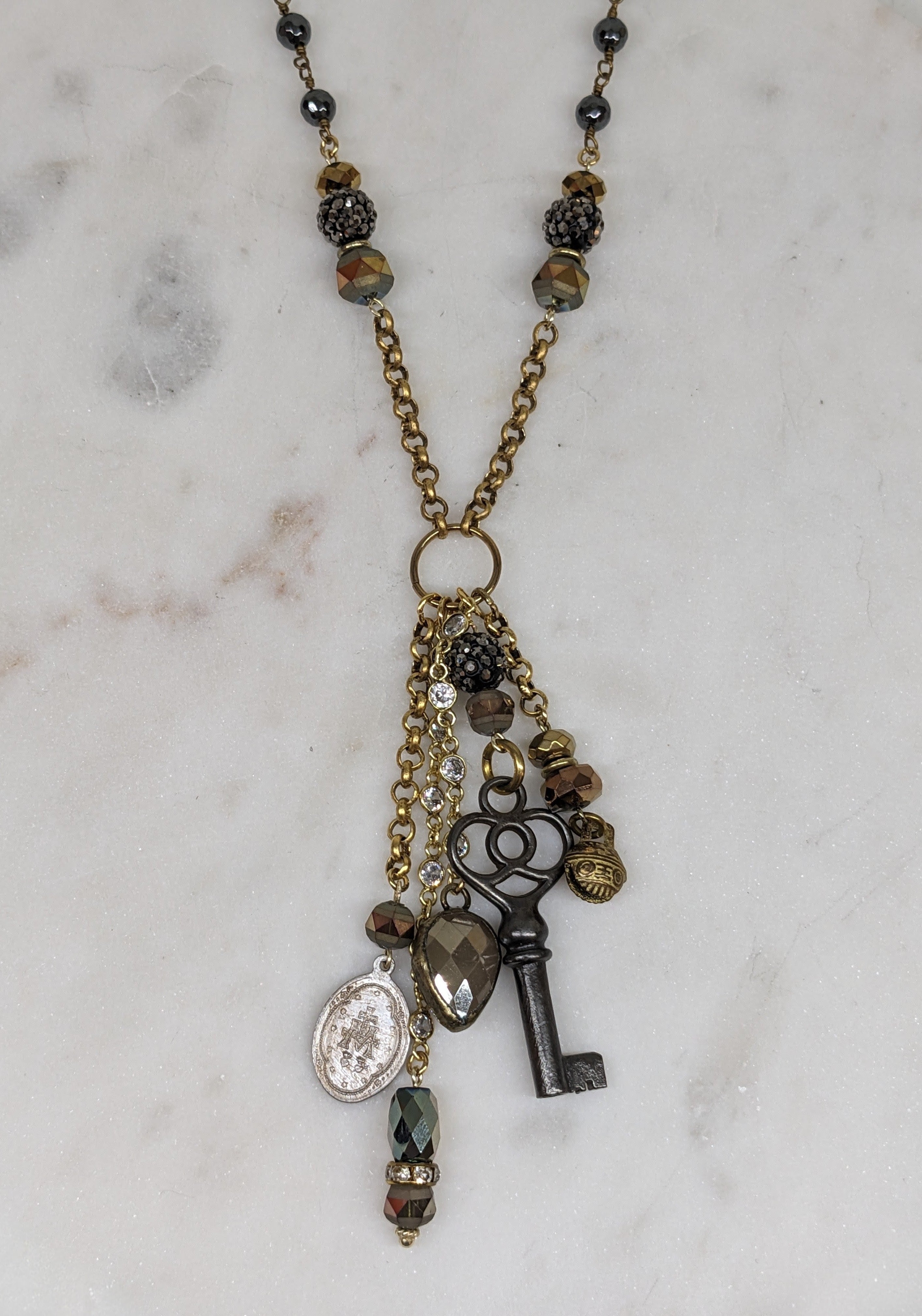 Antique Key Charm Necklace
