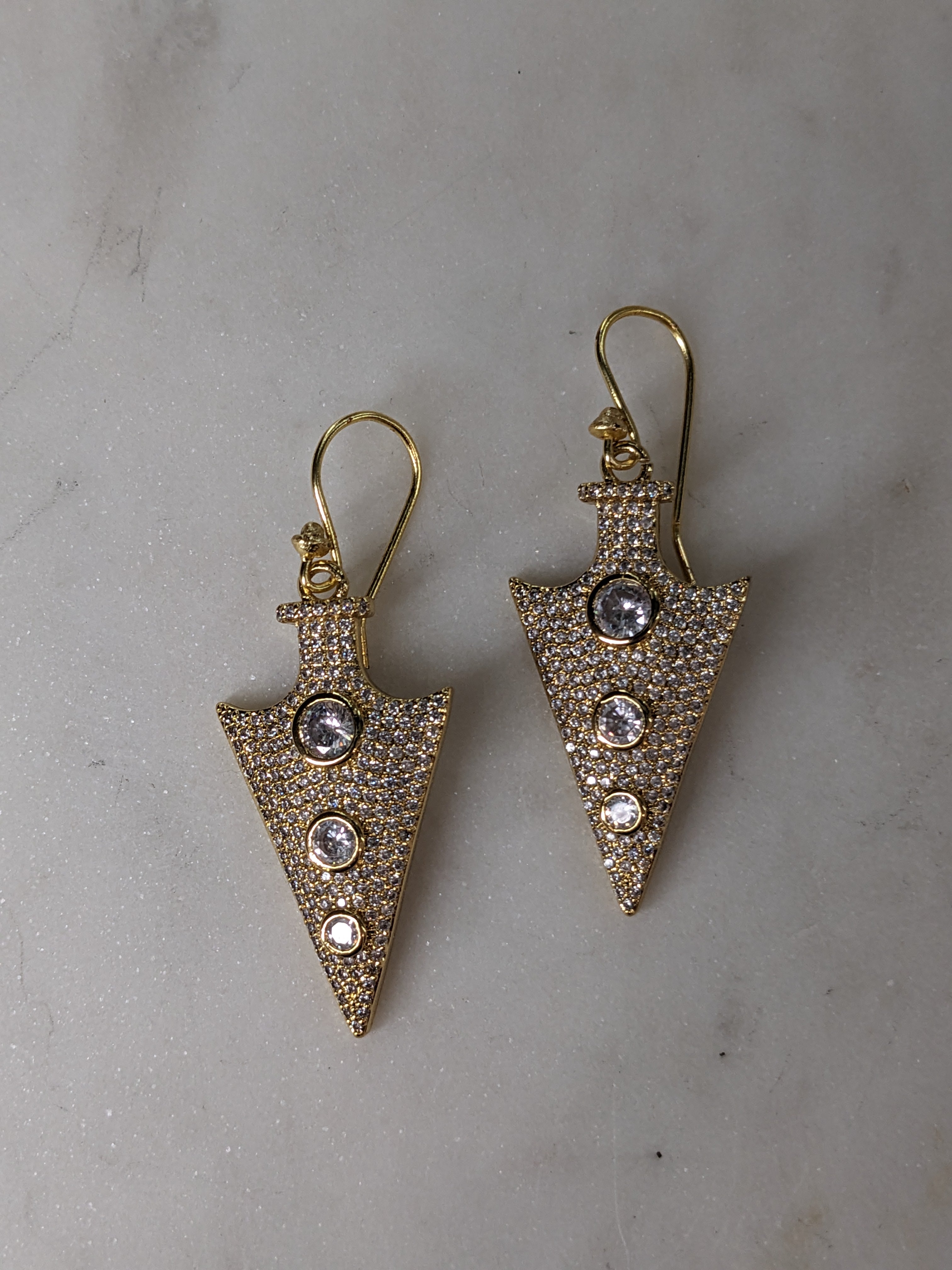 Arrowhead Pave Drop Earrings