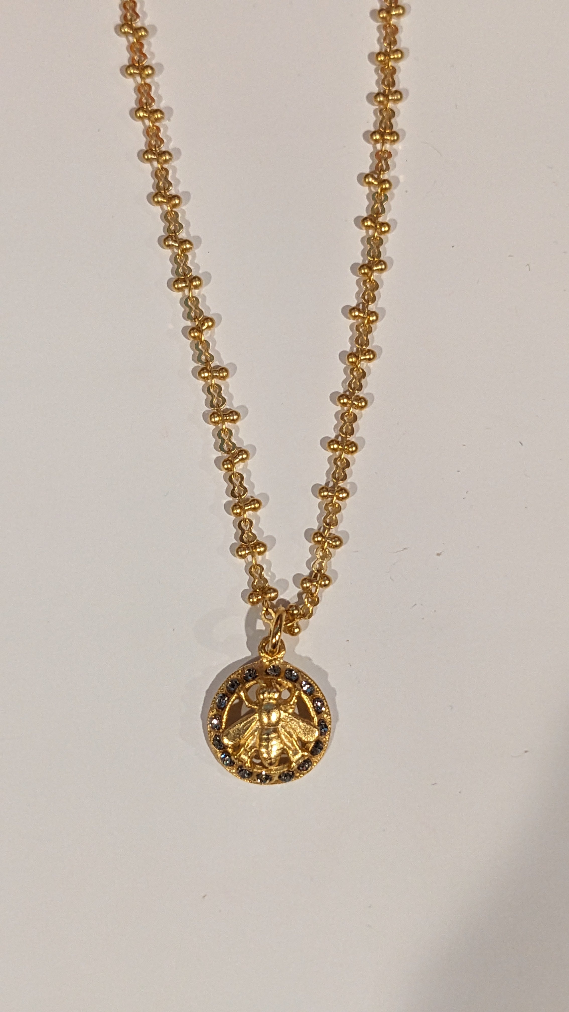 Rhinestone Bee Circle Necklace