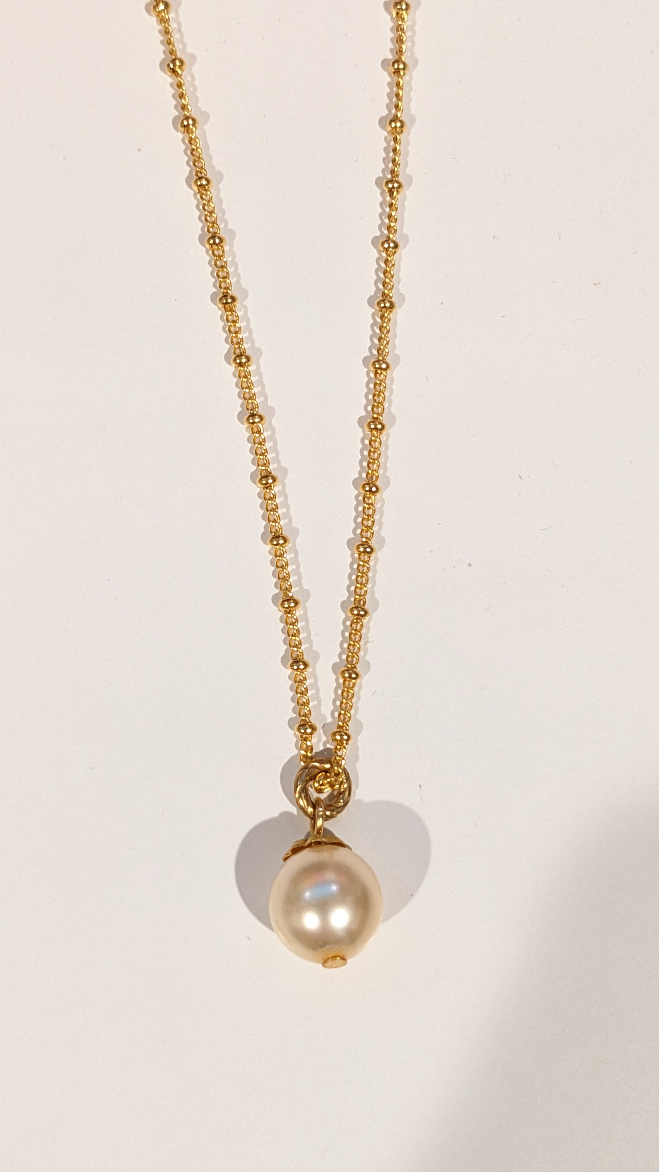 Pearl Pendant Beaded Station Necklace