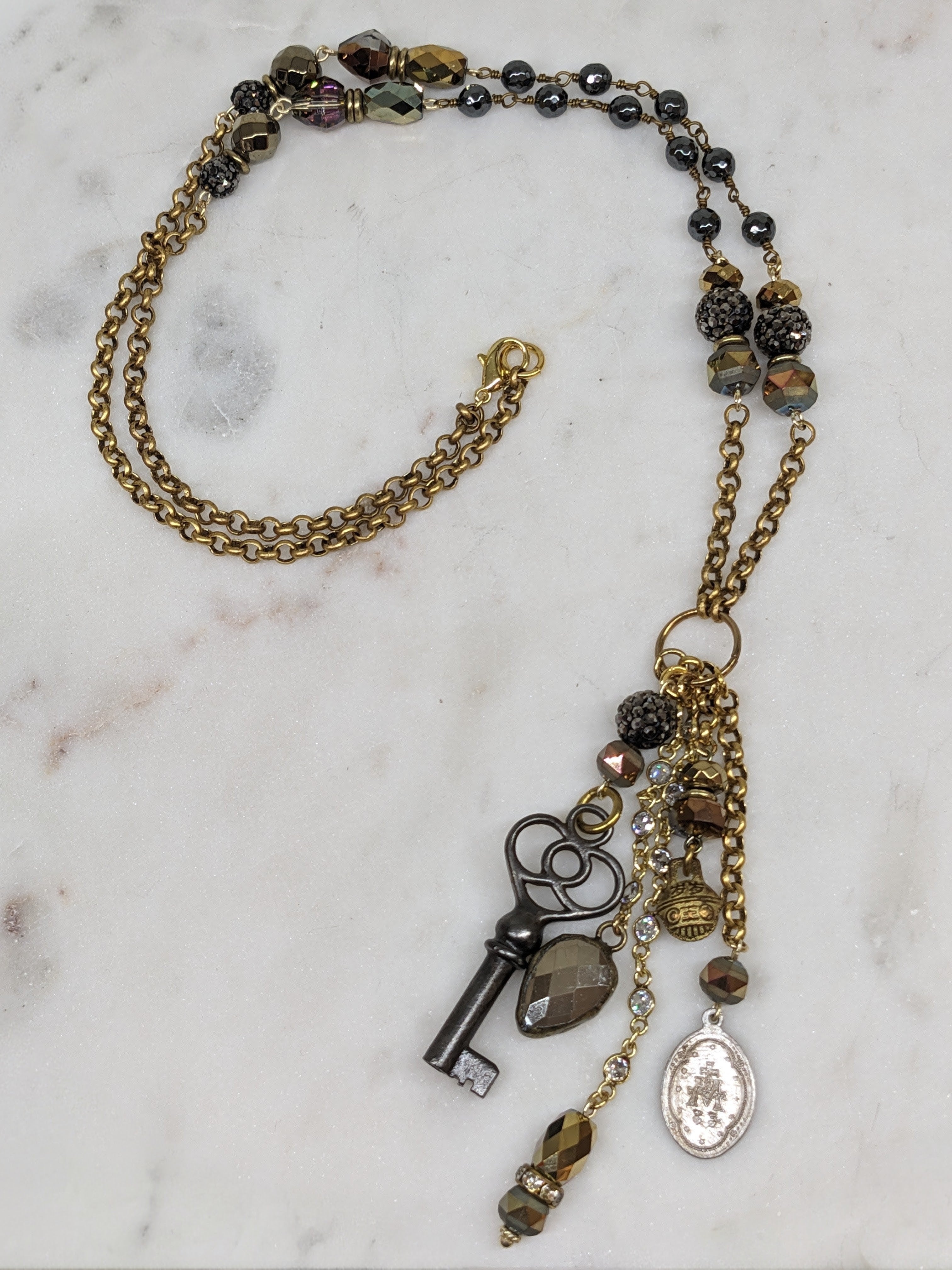 Antique Key Charm Necklace