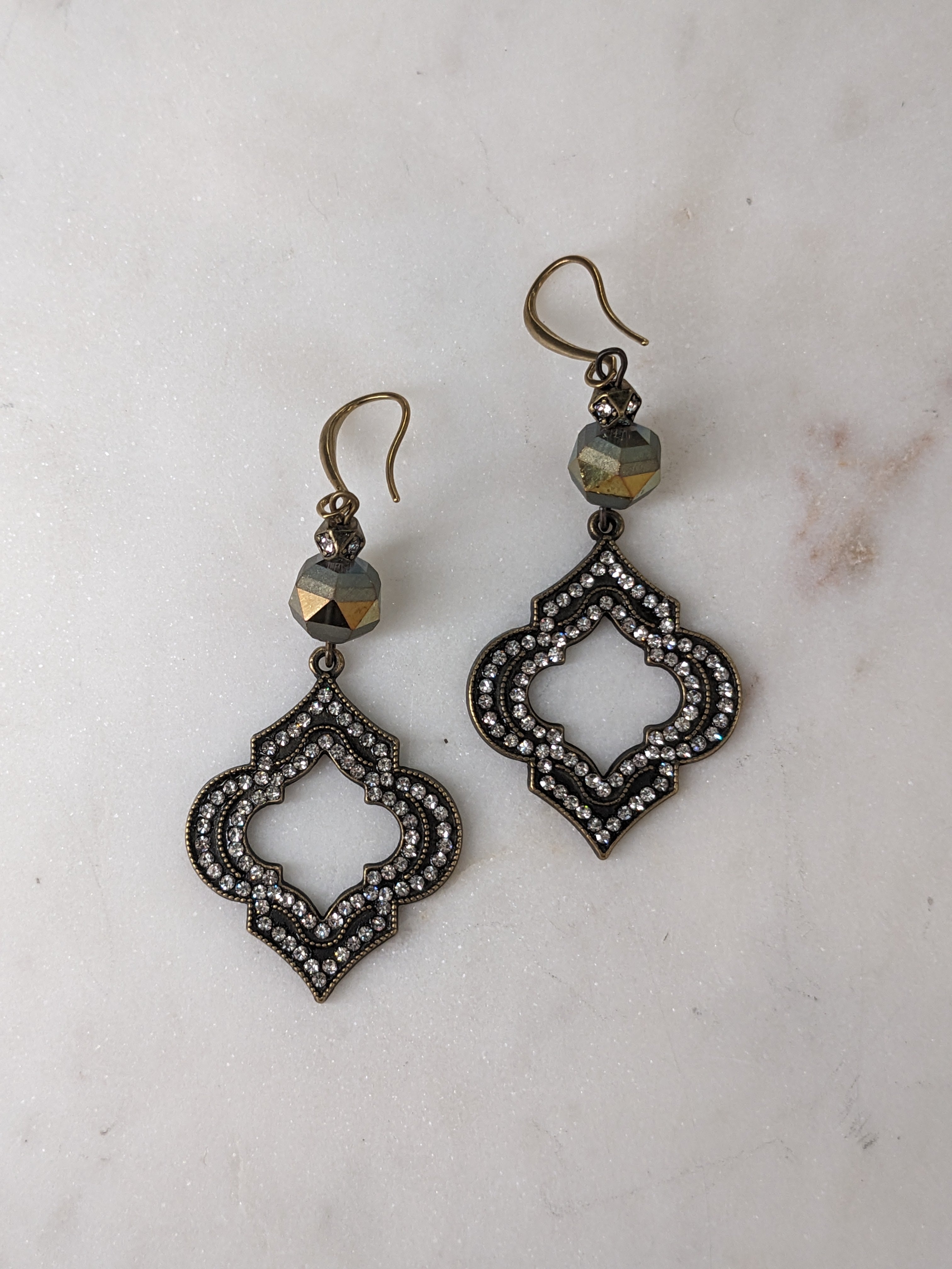 Arabesque Pave & Crystal Drop Earrings