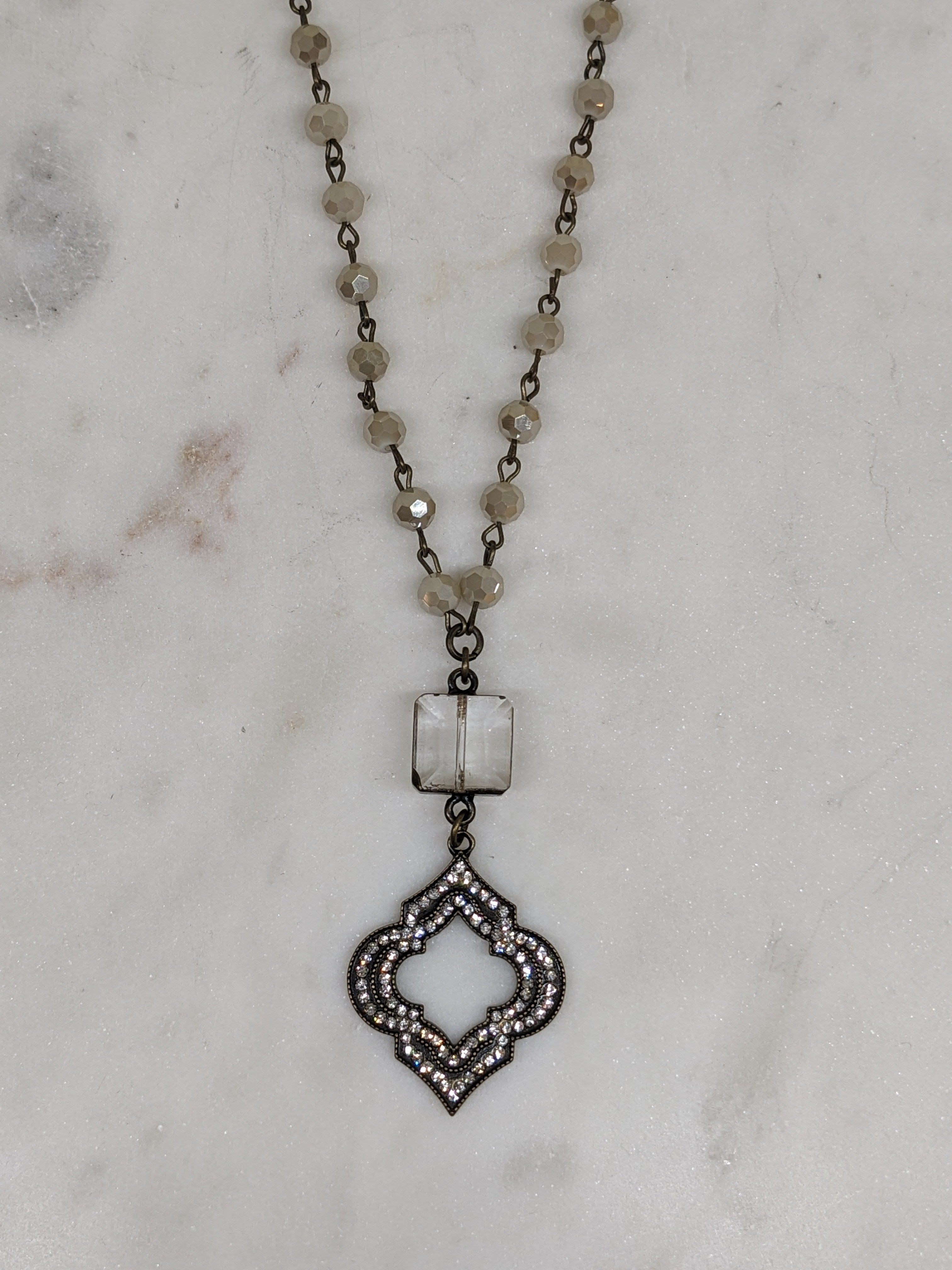 Arabesque Pave Pendant Necklace