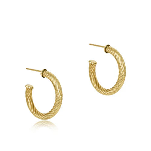 E Newton Round Gold Post Hoop - Textured Twist