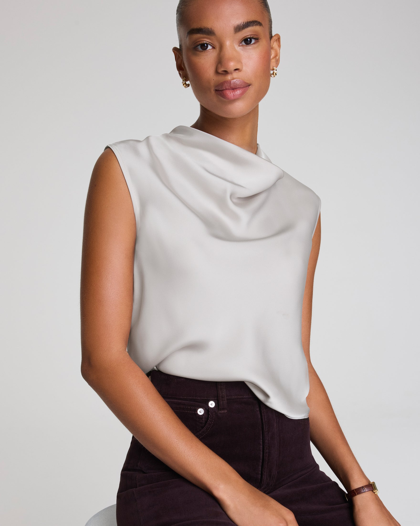 SPANX Silky Smooth Cowl Neck Sleeveless Top