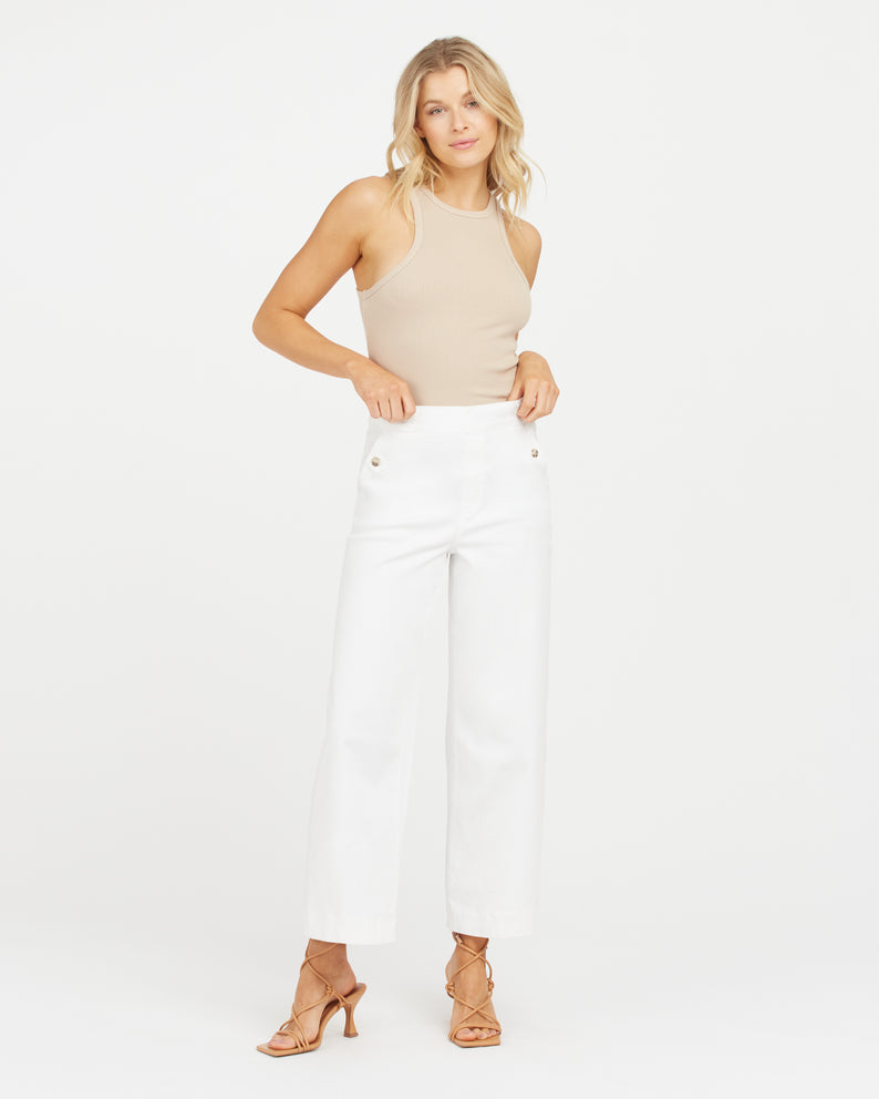 Cropped cotton-twill straight-leg pants
