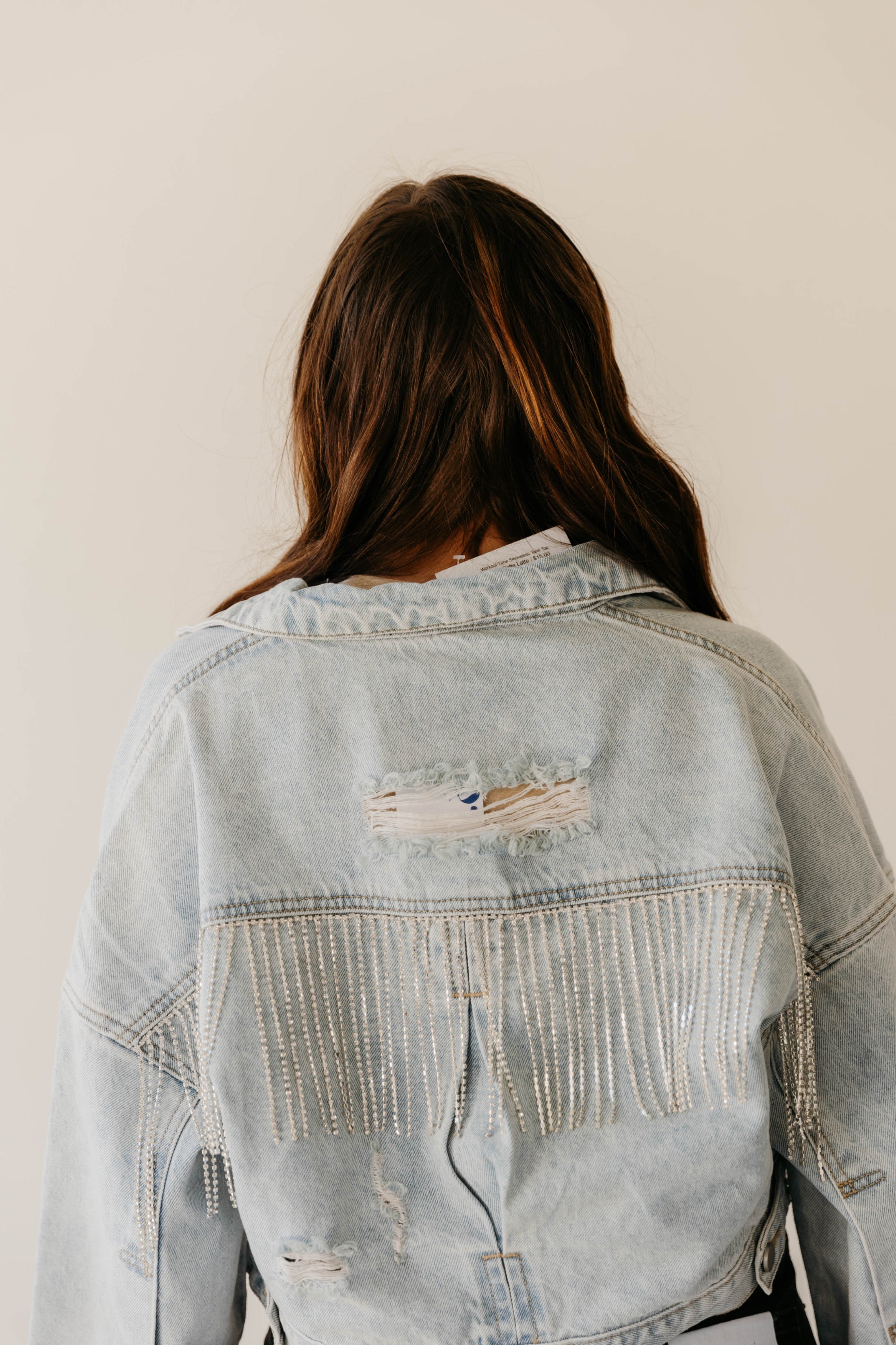 Jade Rhinestone Fringe Denim Jacket - Final Sale 40% off in cart