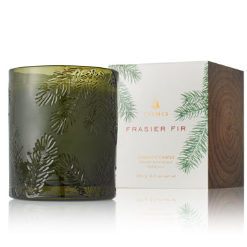Thymes Frasier Fir Molded Green Glass Candle