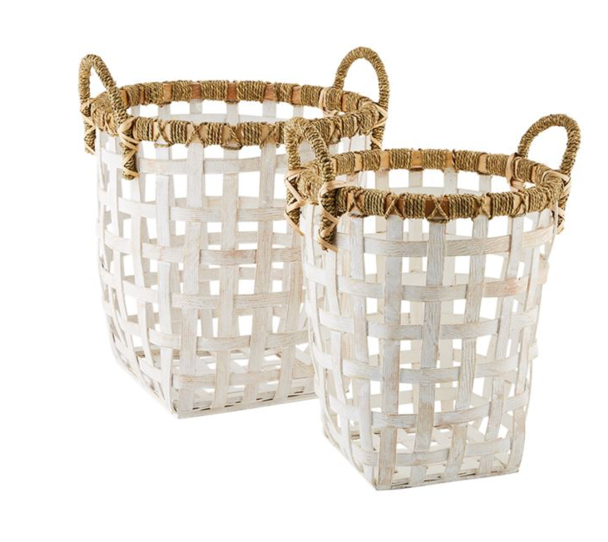 White Washed Rattan Basket