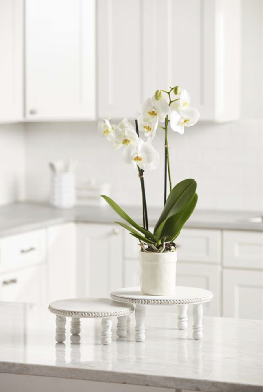 Beaded White Wood Pedestals