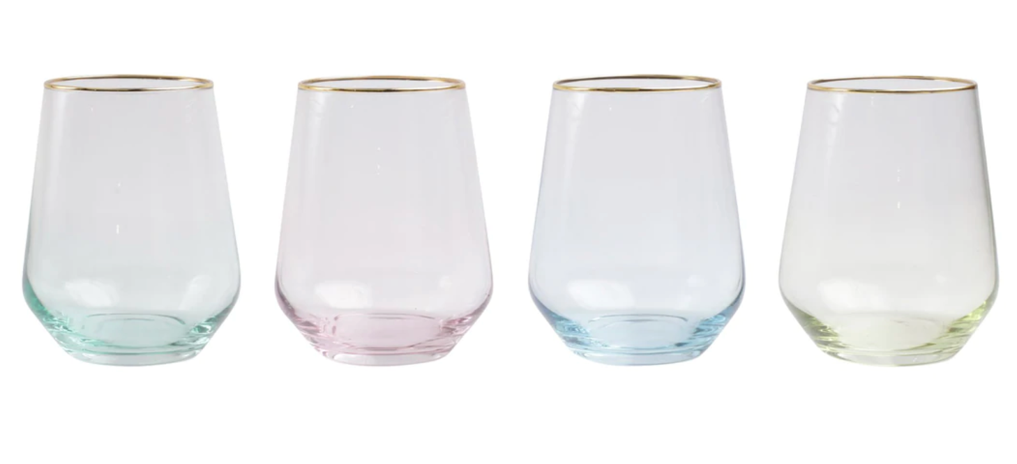Vietri Rainbow Stemless Wine Glasses - Set of 4