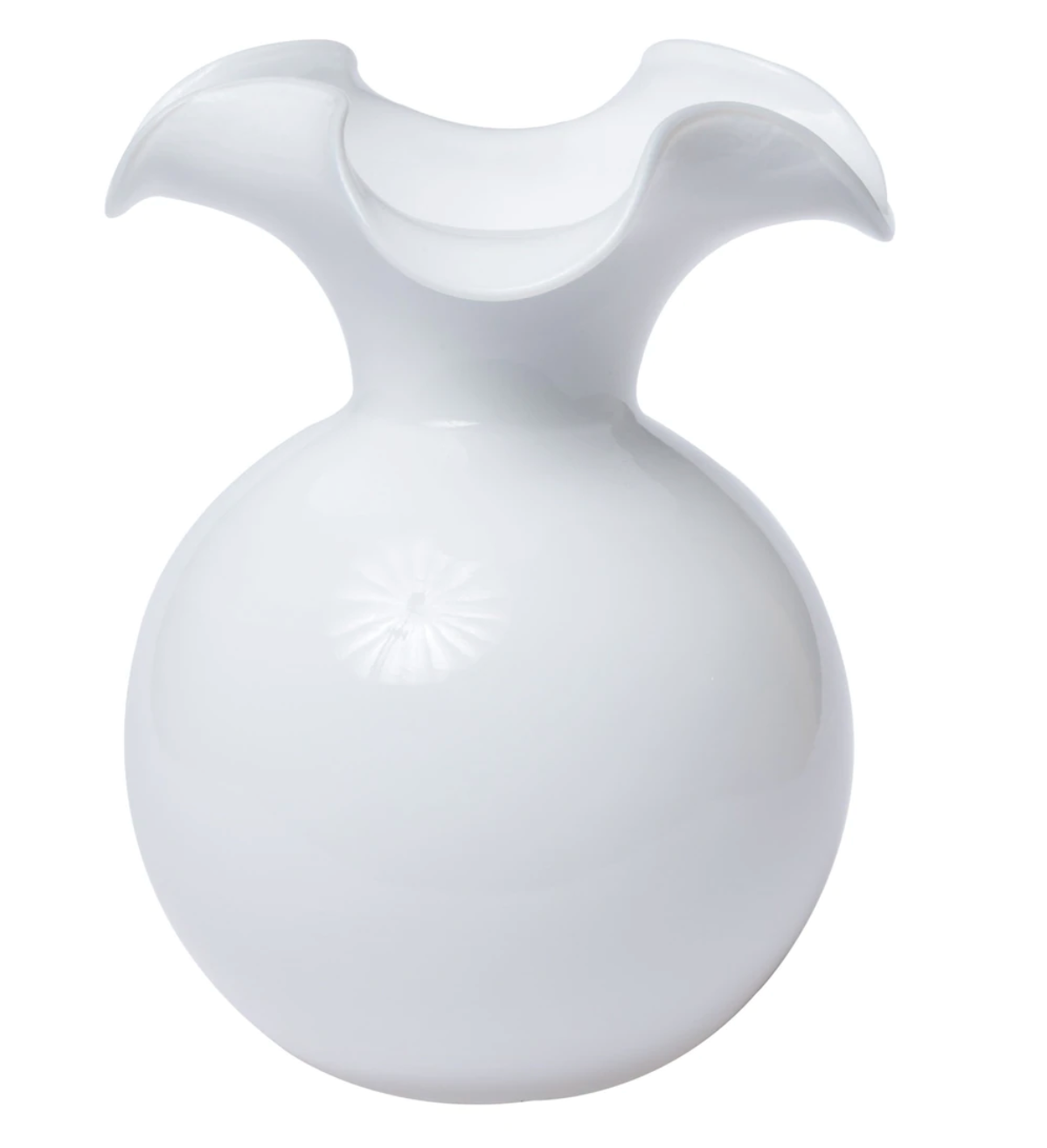 Vietri Hibiscus Glass White Fluted Vase