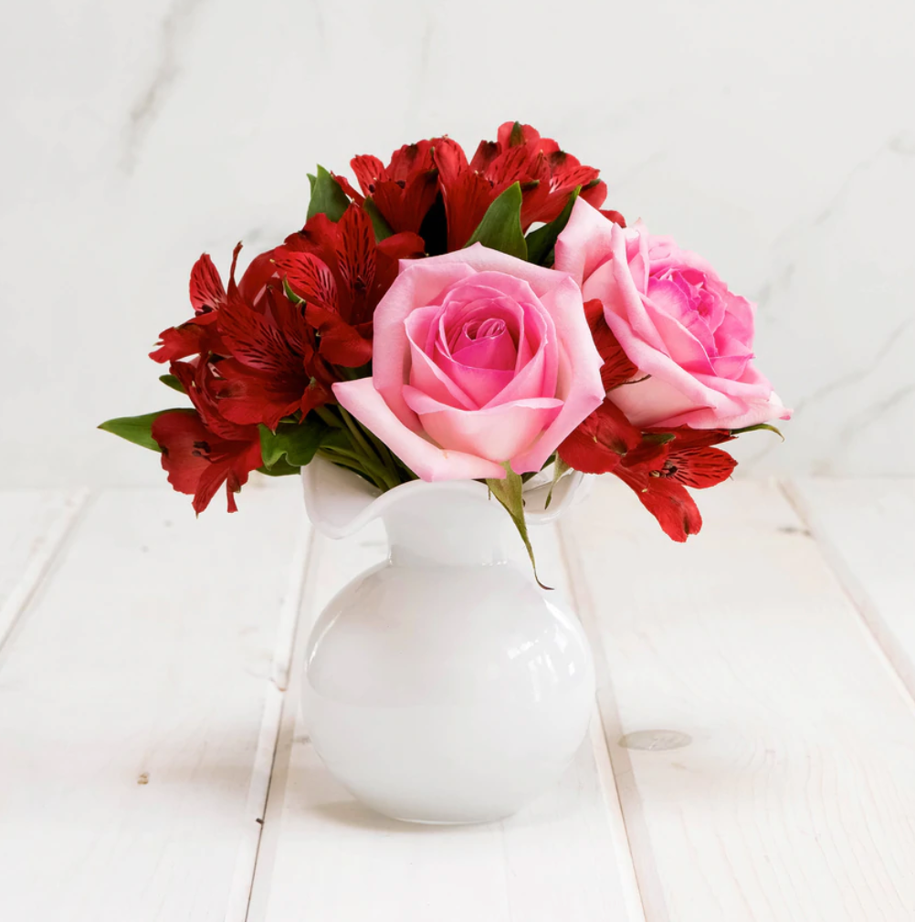 Vietri Hibiscus Glass White Fluted Vase