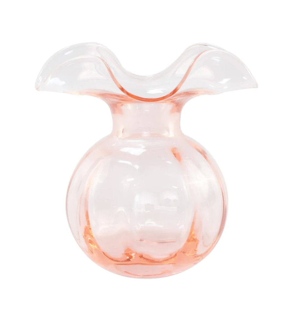 Vietri Hibiscus Glass Pink Fluted Vase