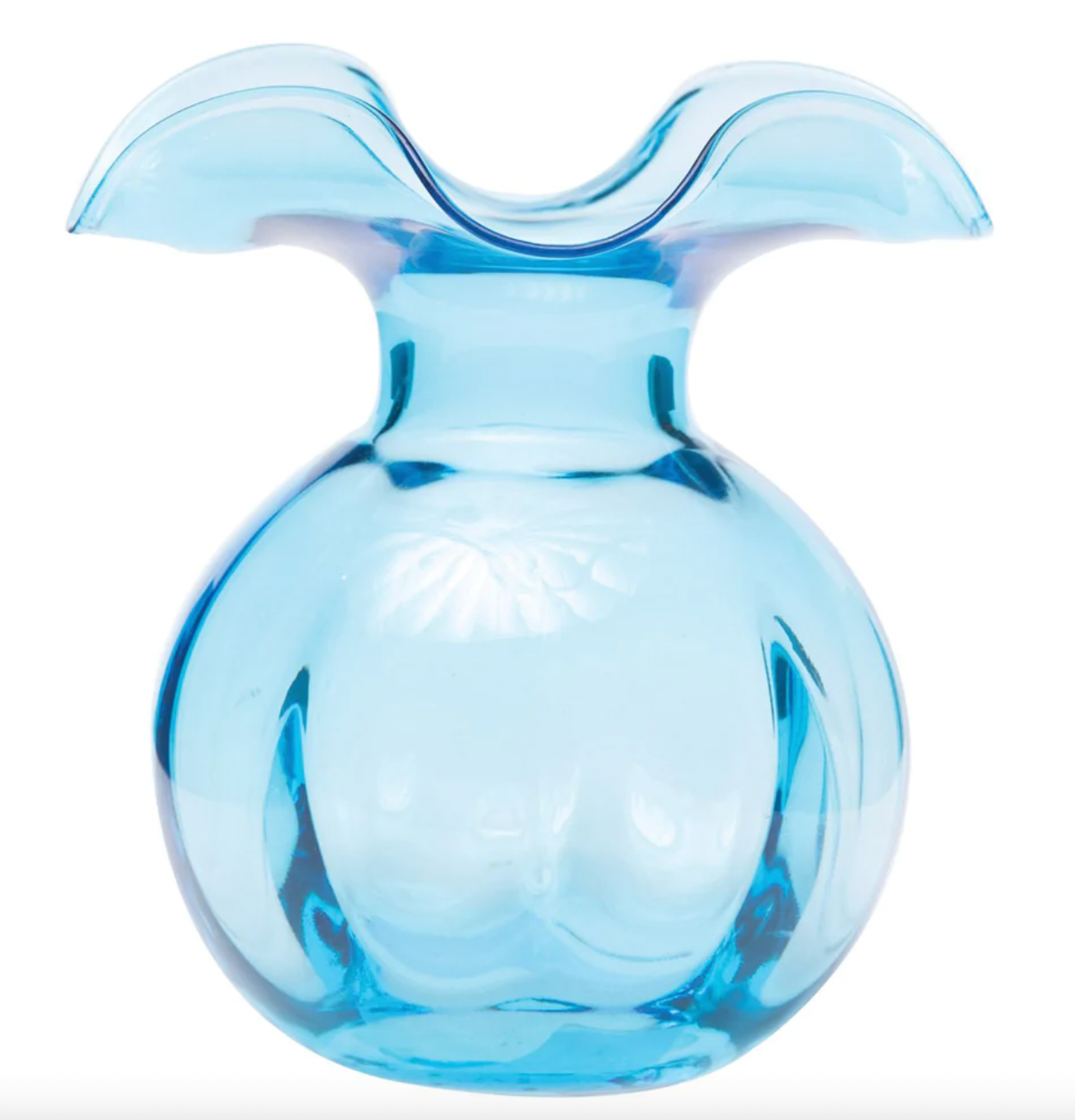 Vietri Hibiscus Glass Aqua Fluted Vase