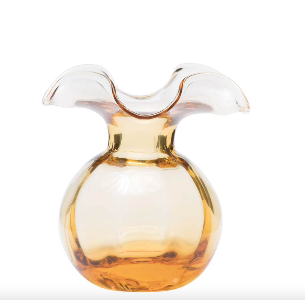 Vietri Hibiscus Glass Amber Fluted Vase