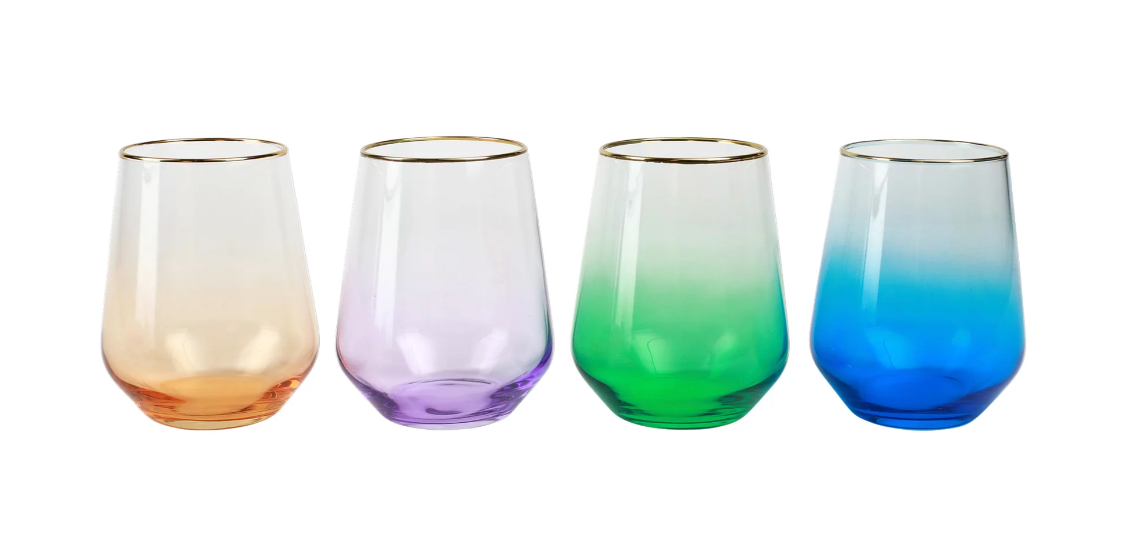 Vietri Rainbow Stemless Wine Glasses - Set of 4