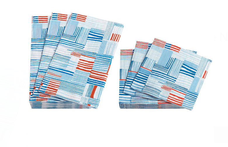 Block Stripe Blue Napkins - Final Sale 40% off in cart