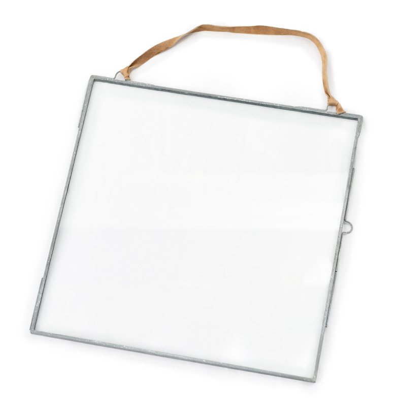 Glass and Metal Hanging Frame w/ Suede