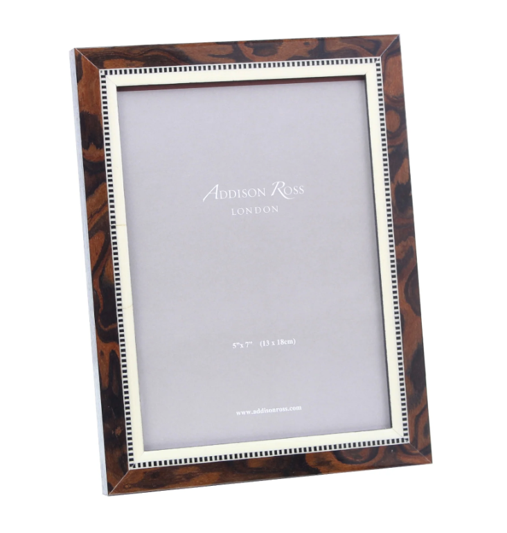 Wood Veneer & Mother of Pearl Marquetry Frame