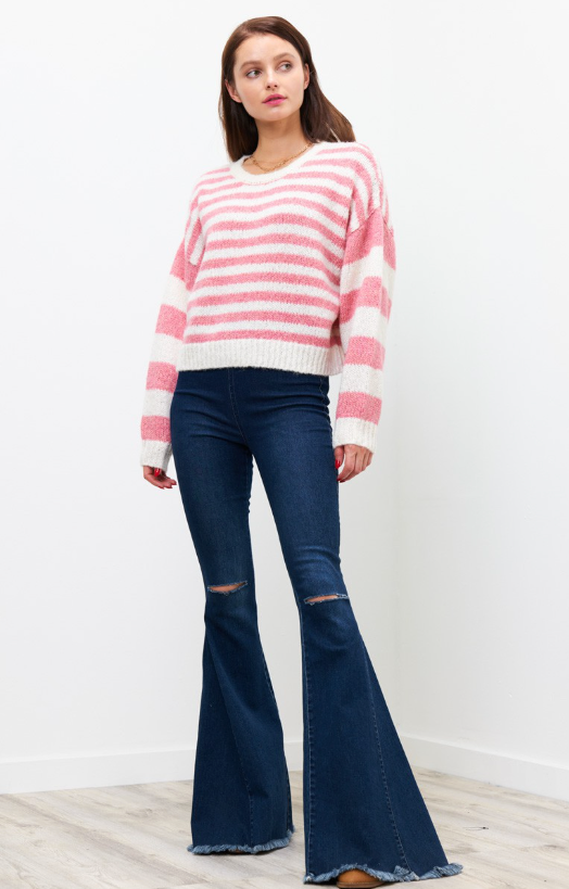 Cassidy Distressed Bell Bottom Jeans - Final Sale