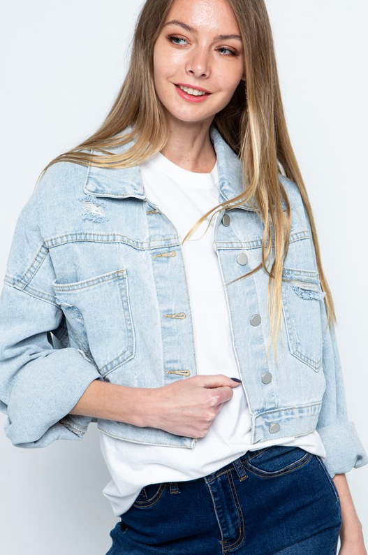 Jade Rhinestone Fringe Denim Jacket - Final Sale 40% off in cart