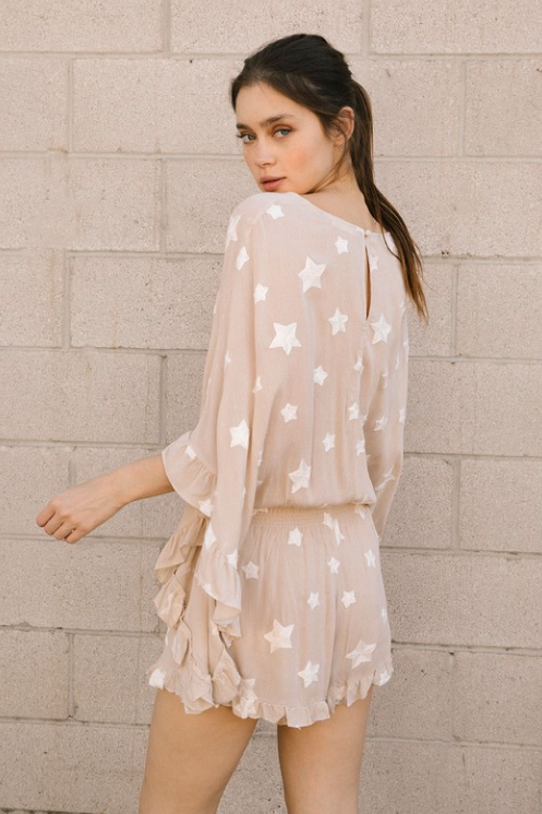 Samantha Embroidered Star Ruffle Romper - Final Sale