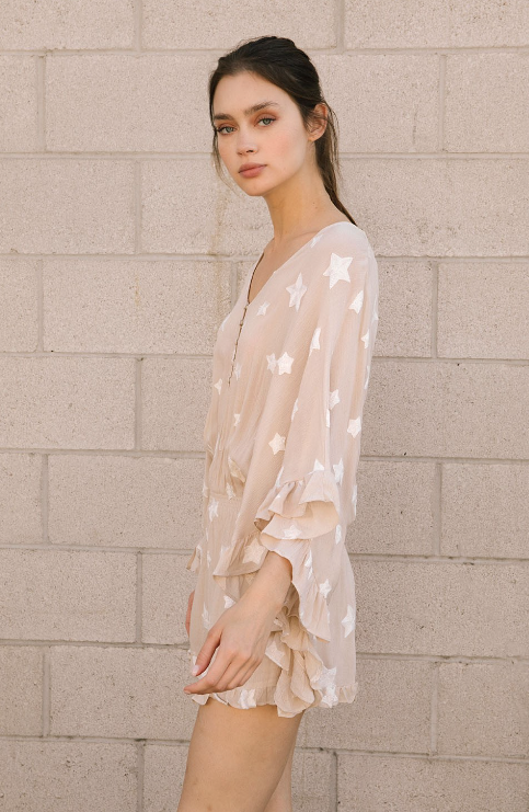 Samantha Embroidered Star Ruffle Romper - Final Sale
