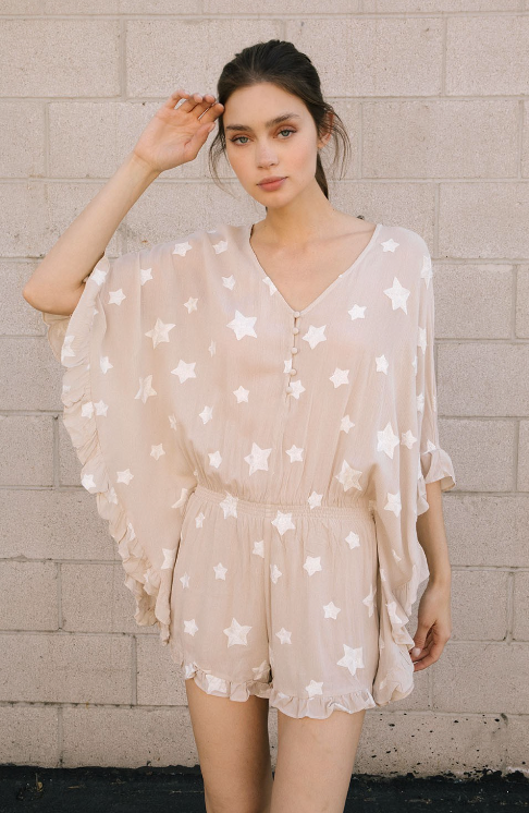 Samantha Embroidered Star Ruffle Romper - Final Sale