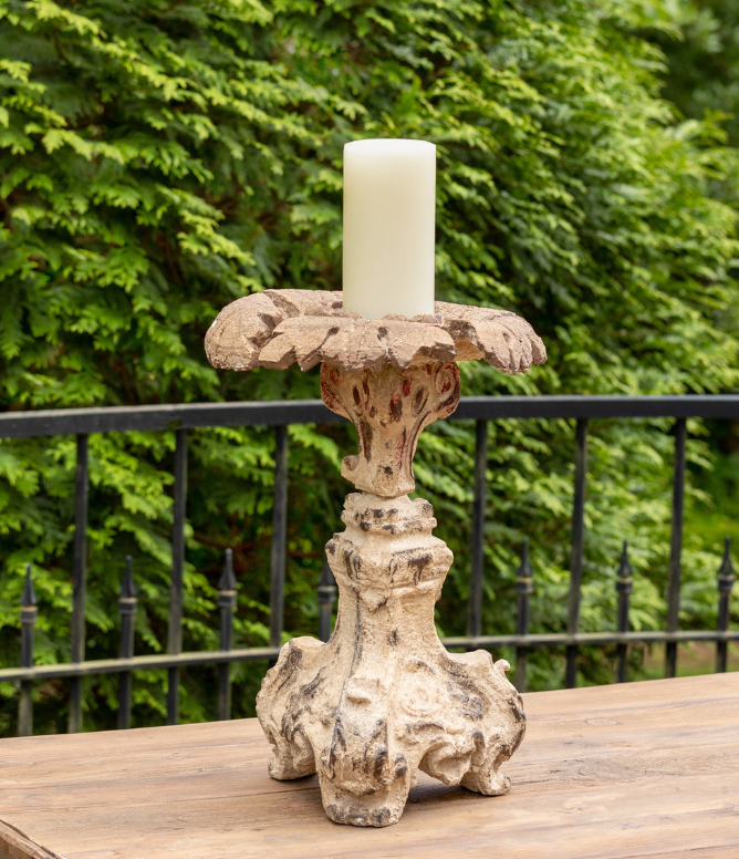 Old World Cast Relic Candle Holder