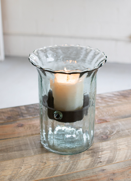Ribbed Glass Candle Cylinder