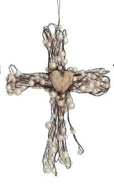 Beaded Wire Cross Ornament