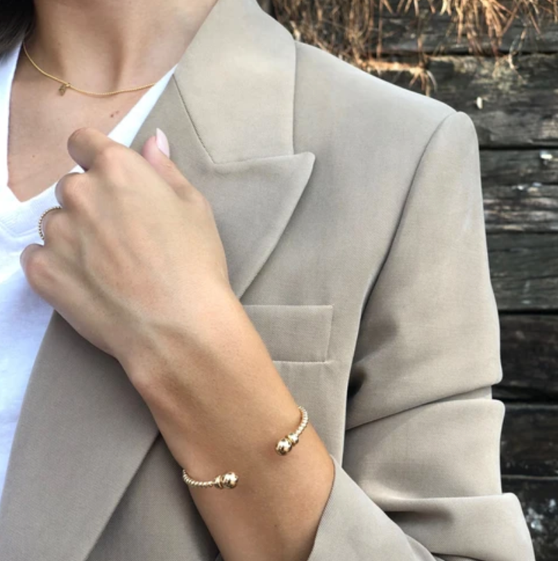 E Newton Classic Bead Cuff - Gold