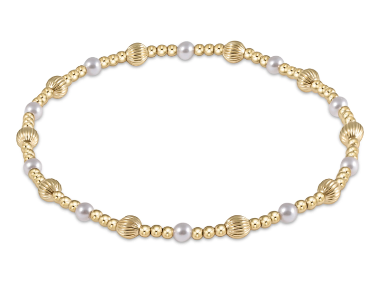 E Newton Dignity Sincerity Pattern 4mm Bead Bracelet - Pearl