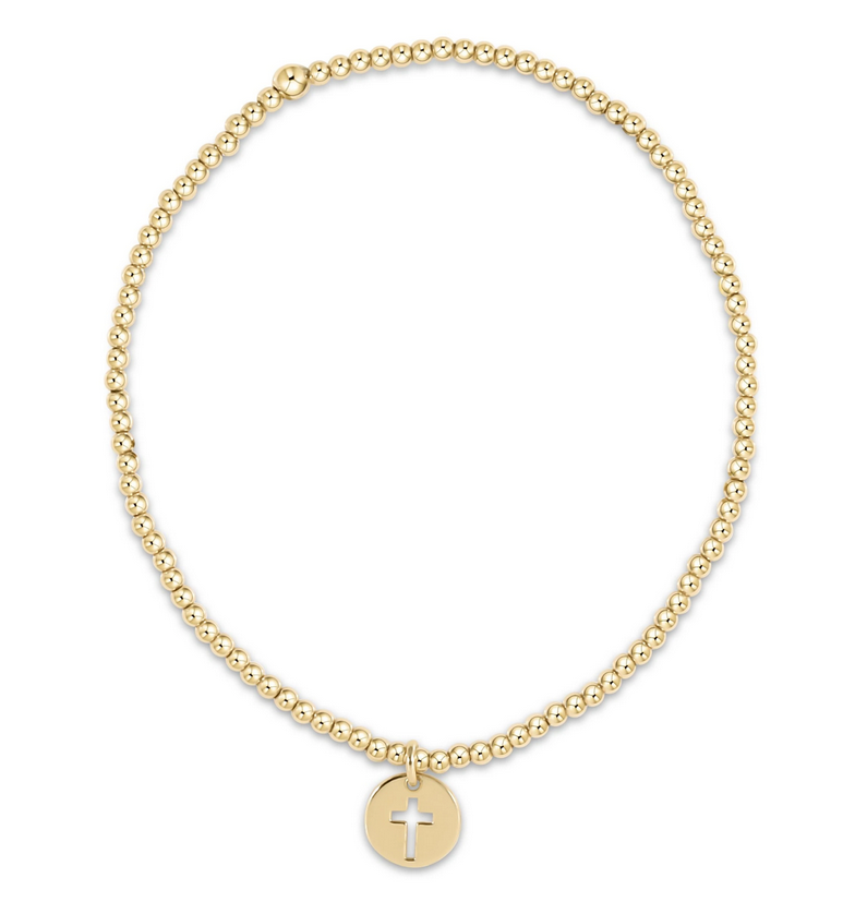 E Newton Classic Gold Bead Bracelet - Blessed Gold Disc