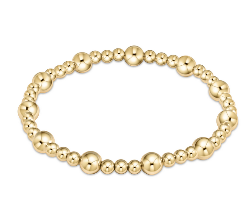 E Newton Classic Sincerity Pattern Bead Bracelet - Gold