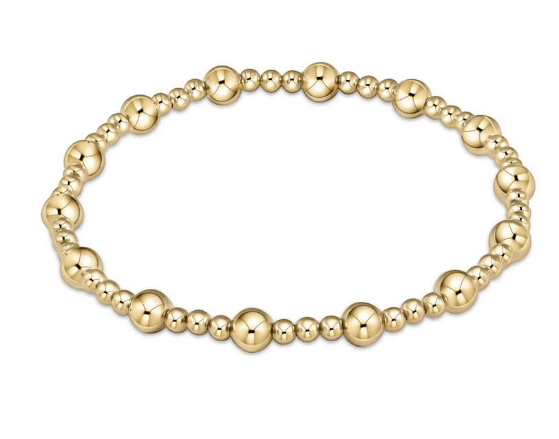 E Newton Classic Sincerity Pattern Bead Bracelet - Gold