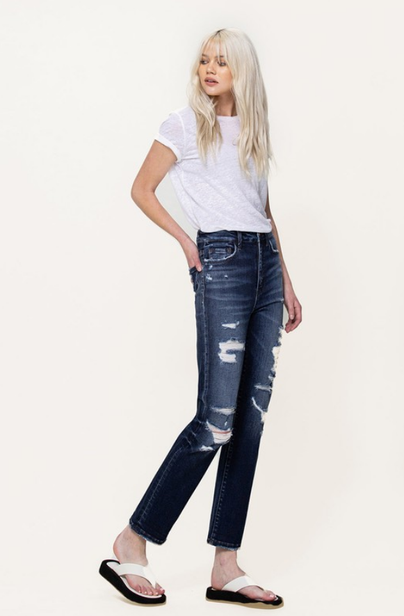 Liz Distressed Super High Rise Denim - Final Sale