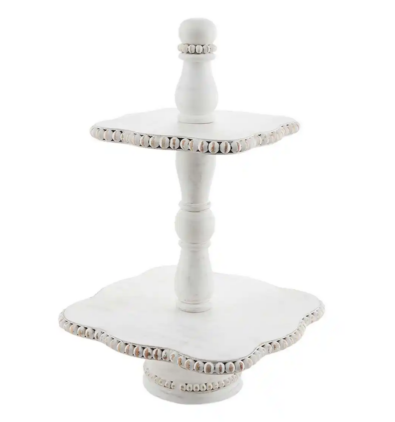 White Beaded Tiered Server - Final Sale 40% off in cart