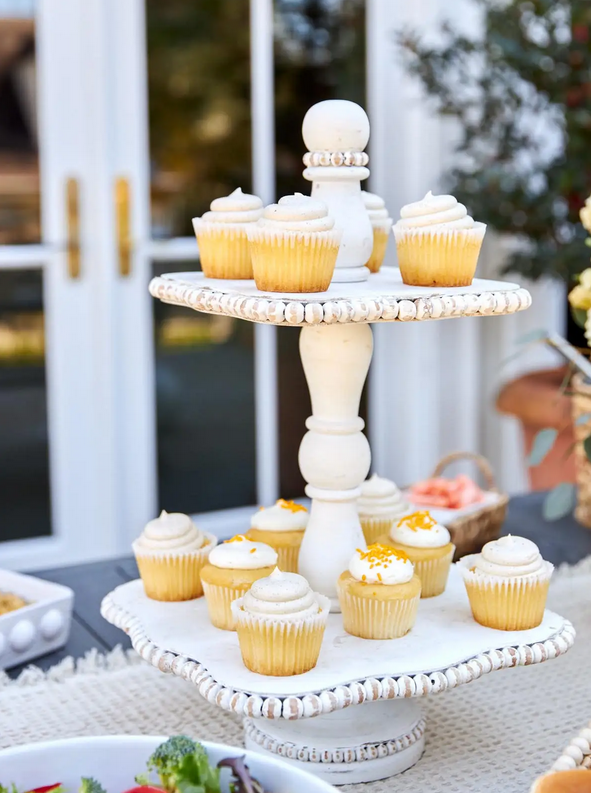 White Beaded Tiered Server - Final Sale 40% off in cart